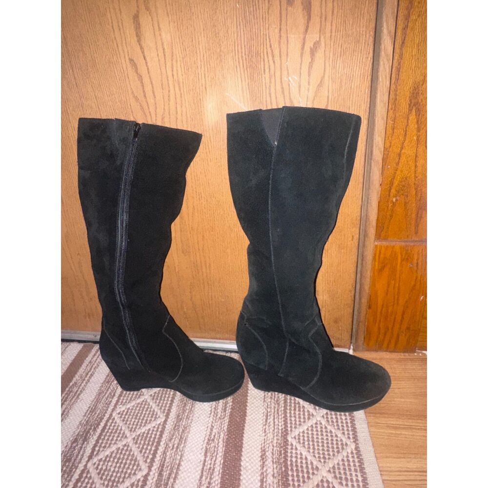 Steve Madden Tall Black Suede Wedge Boots
